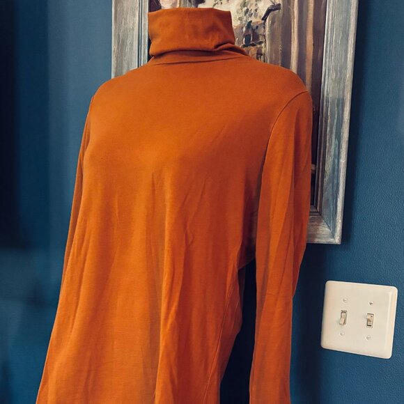 Cinnamon/Pumpkin colored Turtleneck Top by Peruvian Connection - Size XL - Picture 2 of 8